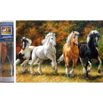 Image 1 of Norimpex - Puzzle Diamant painting: Four galloping horses 30x40cm - 1 - 39 piese