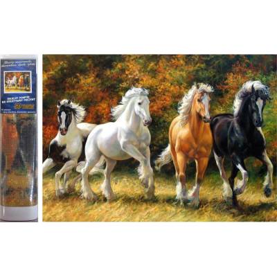 Norimpex - Puzzle Diamant painting: Four galloping horses 30x40cm - 1 - 39 piese