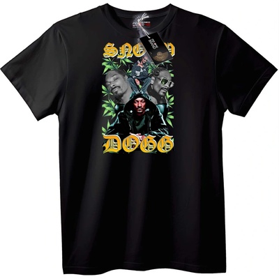 NOONEBRAND Тениска Snoop Dogg с Канабис Дизайн - 7XL, Black