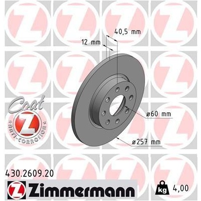 Brzdový kotúč ZIMMERMANN 430.2609.20