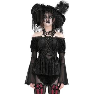 Devil fashion дамска тениска с дълъг ръкав (блуза) DEVIL FASHION - Black Gothic Vintage Sexy - ETT038