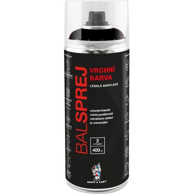 Balsprej vrchná univerzálna akrylová farba 400 ml RAL 9005 čierny lesk