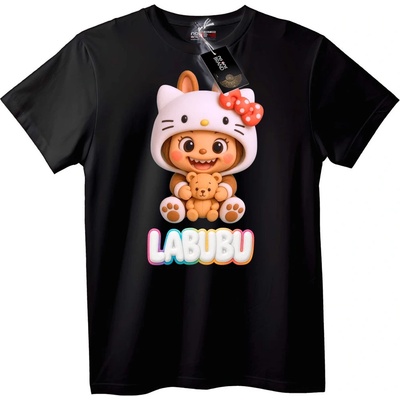 NOONEBRAND Тениска Labubu Котешка Шапка - XS, Black