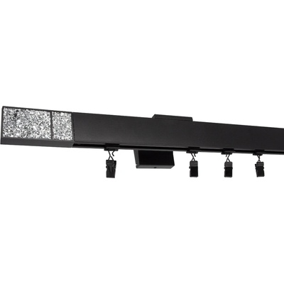 Kovovégarnýže Garnýže Quadrato crystal light černá matná Jednořadá, 101-150cm, jezdec s háčkem