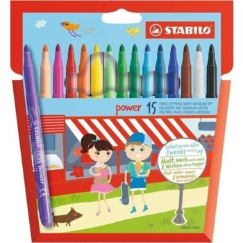 STABILO Комплект флумастери, Stabilo, Power ST280/15-01, 15 цвята (ST280/15-01)