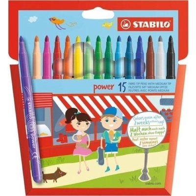 STABILO Комплект флумастери, Stabilo, Power ST280/15-01, 15 цвята (ST280/15-01)