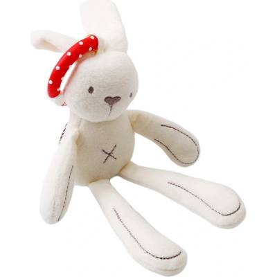 KIK KX7609_2 plyšový králik s hrkálkou 28 cm