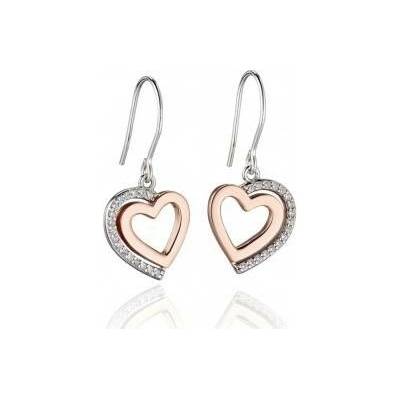 Fiorelli silver Stříbrné náušnice two heart E5454C