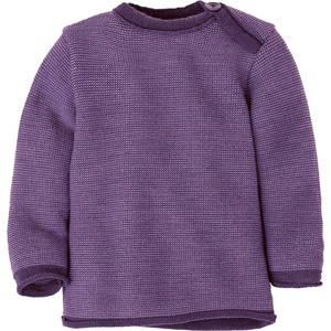 disana Детски вълнен пуловер disana Kid's Melange-Pullover Merino jumper - Aubergine / Flieder - размер 50/56 (EU) (704-1387-1711)