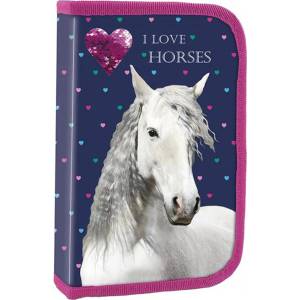 DERFORM Ученически несесер Derform Horses - с 1 цип (66971)
