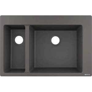 Hansgrohe S51 SilicaTec композитна мивка, сив камък, 77x51 см, 2 легена (43315290) Мивка за вграждане