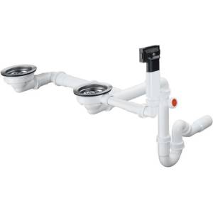 Hansgrohe - Комплект за отводняване и преливник за гранитна двойна мивка, хром 43928000 (43928000)