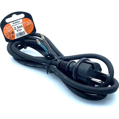 Solight Flexo šnúra, 2,5m, 2x 1,5mm2, gumová, čierna