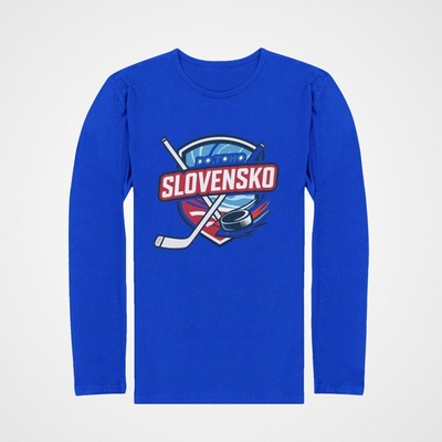 Tričko s dlhým rukávom Slovensko Hokejky modrá
