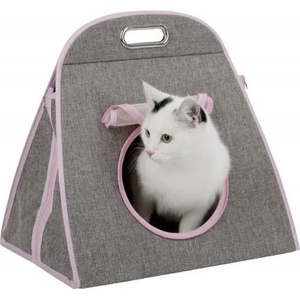 Kerbl Carry Bag Multi 3 in 1 чанта за носене, пещера и играчка, сиво-розово, 42 x 30 x 40 cm, Германия 81630