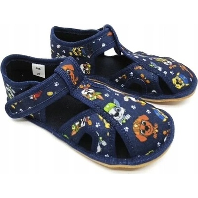 EF BAREFOOT detské papuče na suchý zips modré