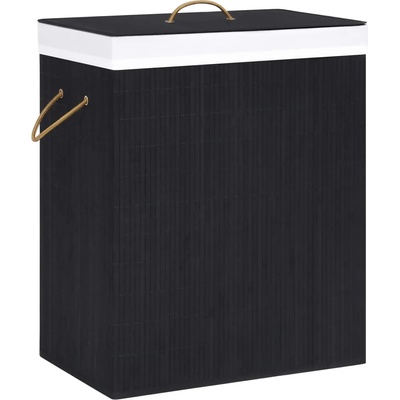 vidaXL Бамбуков кош за пране с една секция, черен, 83 л (320758)