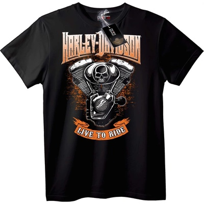NOONEBRAND Тениска Harley-Davidson Череп Живей за Каране - L, White
