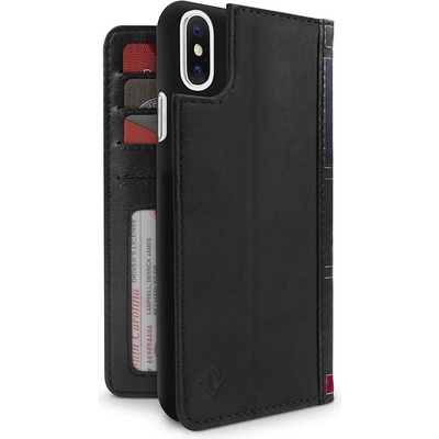 Twelve South BookBook - луксозен кожен калъф (с кейс) тип портфейл за iPhone XS, iPhone X (черен)
