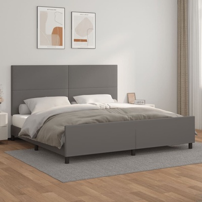 zahrada-XL 3125473 Rám postele s čelem šedý umělá kůže