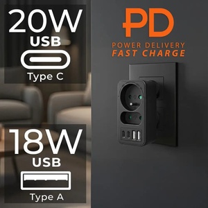 Maclean токов контакт x2 + 4xUSB, разклонител с 2 гнезда, 2xUSB A, 2xU (MCE249 F/B)