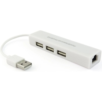 USB хъб No Brand, USB 2.0 + Мрежов адаптер, 3 Порта, Бял - 12052 (12052)