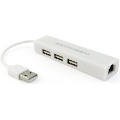 USB хъб No Brand, USB 2.0 + Мрежов адаптер, 3 Порта, Бял - 12052 (12052)