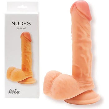 Дилдо с вендуза и тестиси, реалистично и гъвкаво, 16, 8см. - Nudes Sensual (6002-01LOLA)