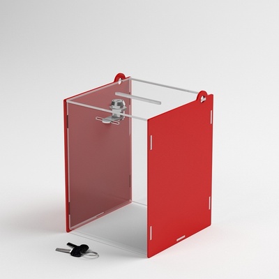 Najcenovky Uzamykateľný box na losy a vizitky 15x15x20 cm červená