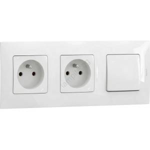Legrand Legrand-Двойна домакинска розетка 250V/16A и еднополюсен ключ № 1 с бяла рамка NILOE (LR0017E)