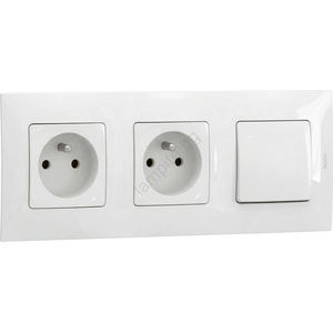 Legrand Legrand-Dвойна домашна розетка и еднополюсен ключ № 1 с рамка NILOE 250V бяла (LR0017E)