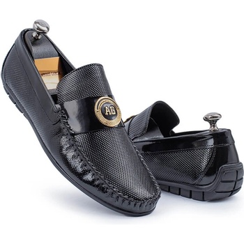 Alexander garcia Мъжки мокасини от естествена кожа - Черни 20230321102 (371717_Черно)