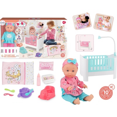 Mamido bábätko s postieľkou a doplnkami Baby Sweet Love MT1597