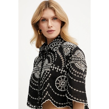 Charo Ruiz Ibiza Риза Charo Ruiz Ibiza Emmie дамска в черно със свободна кройка с класическа яка 254200 (254200)