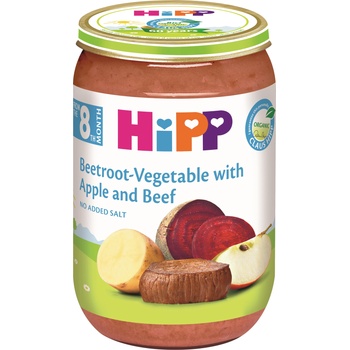 Hipp Био ястие Hipp - Цвекло, ябълка и телешко, 220 g (6440)