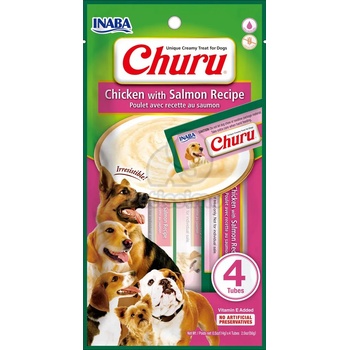 Inaba Foods Dog Churu пюре - пиле и сьомга 4 x 14 г