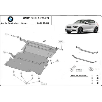 Scut Motor - Румъния Метална кора под двигател и радиатор BMW 1 Ser (F21) от 2011 (73591)