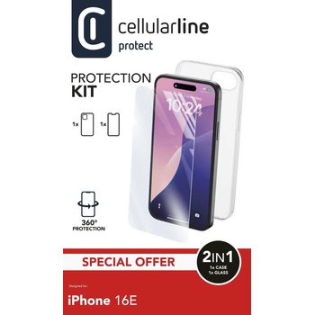 Cellularline Прозрачен калъф + протектор за iPhone 16E 4Gn 14067