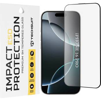 Techsuit Протектор за iPhone 16 Pro - ESD стъкло - черен