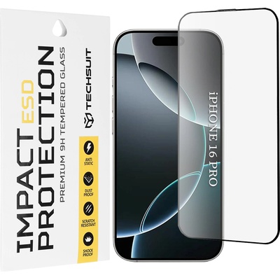 Techsuit Протектор за iPhone 16 Pro - ESD стъкло - черен