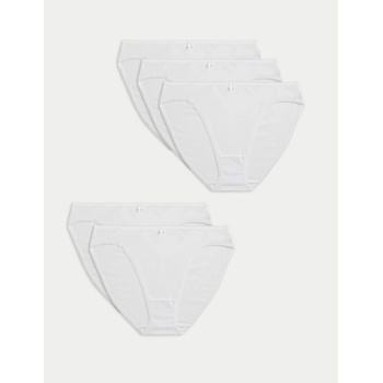 Marks & Spencer Панталони с висока кройка от памук и Lycra®, 5 бр. в опаковка Marks & Spencer бяло Marks & Spencer | Byal | ЖЕНИ | S