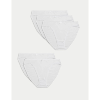 Marks & Spencer Панталони с висока кройка от памук и Lycra®, 5 бр. в опаковка Marks & Spencer бяло Marks & Spencer | Byal | ЖЕНИ | S