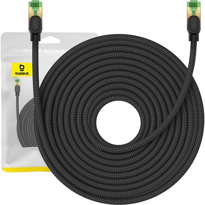 Baseus Braided Round Ethernet Patchcord Cable RJ45 Cat8 UTP 40Gbps (20 метра) (черен)
