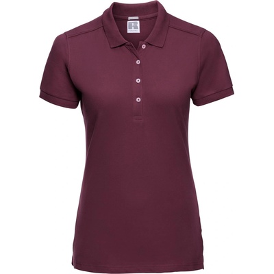 Russell Athletic 566f / Дамска еластична поло тениска с къс ръкав - бордо xxl (10566f37005)