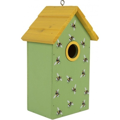 Zeleno-žlutá dřevěná ptačí budka se včelkami Birdhouse - 15*10*22 cm - Clayre & Eef – Hledejceny.cz