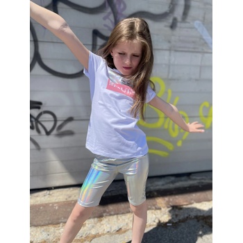 JOYCE dívčí souprava s kraťasy "KEEP MOVING" bílá