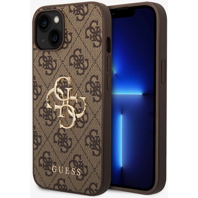 GUESS PU 4G Метален заден капак с лого за iPhone 15 Brown Guess | Lilav | ЖЕНИ | UNI