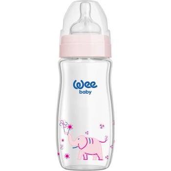 Wee Baby Бебешко шише от топлоустойчиво стъкло Wee Baby Classic Plus, 180 ml, розово (140)