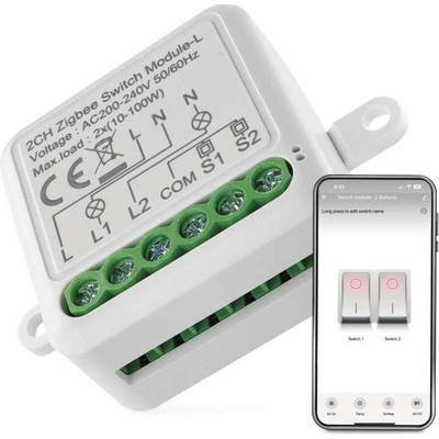 EMOS GoSmart modul spínací IP-2104SZ, ZigBee, 2-kanálový (nevyžaduje N vodič)