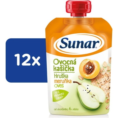 Sunar Ovocná kašička Hruška Marhuľa Ovos 12 x 100 g